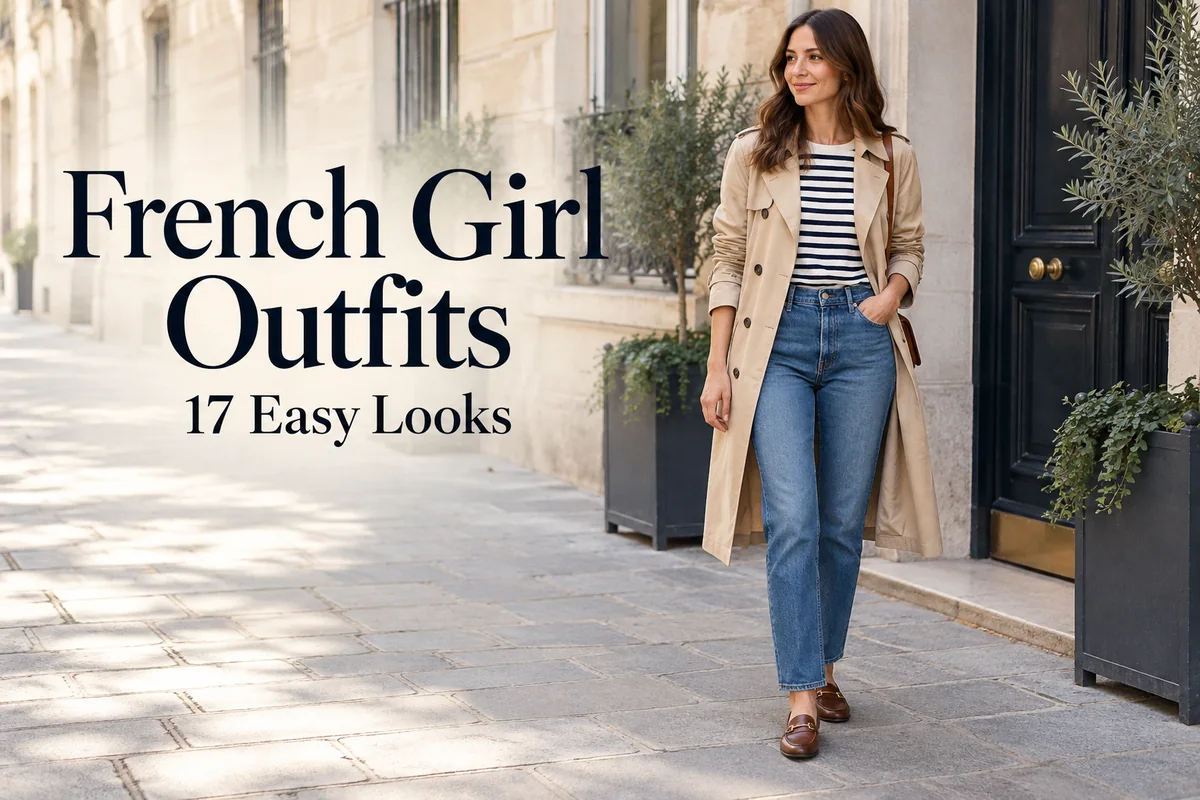 AI style illustration of a trench coat, striped top and jeans